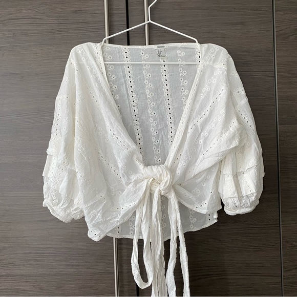 Forever 21 Lace Tie Blouse Top - Picture 1 of 4